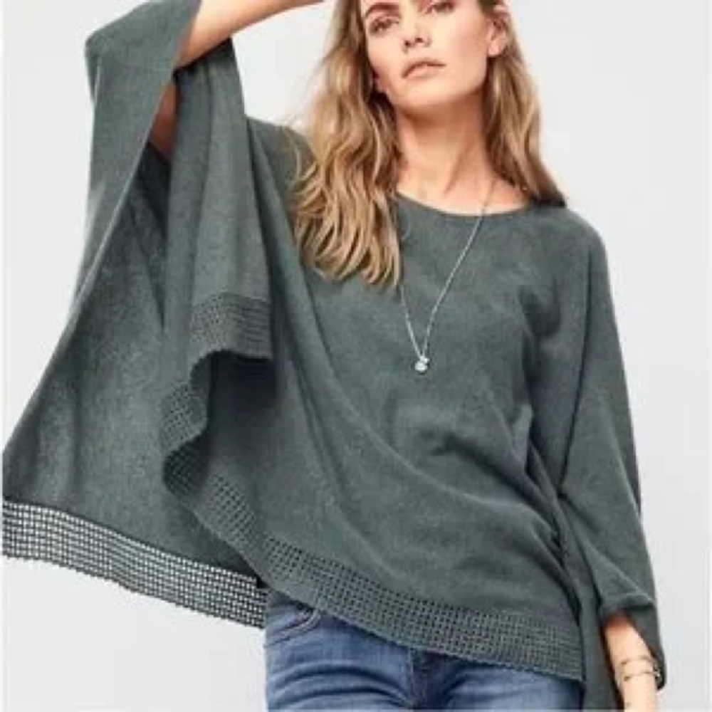 Garnet Hill Cashmere Poncho in Black - One Size - Picture 5 of 5